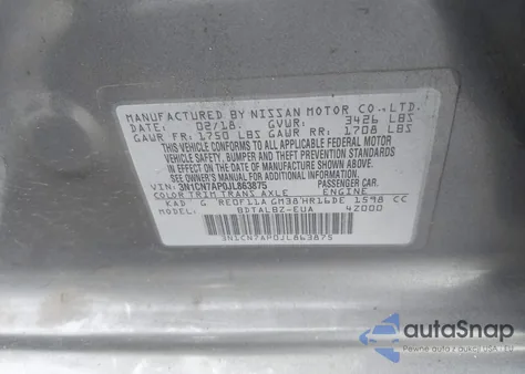 2018 Nissan Versa S/S Plus/Sv/Sl из США, поврежденный, VIN 3N1CN7AP0JL863875